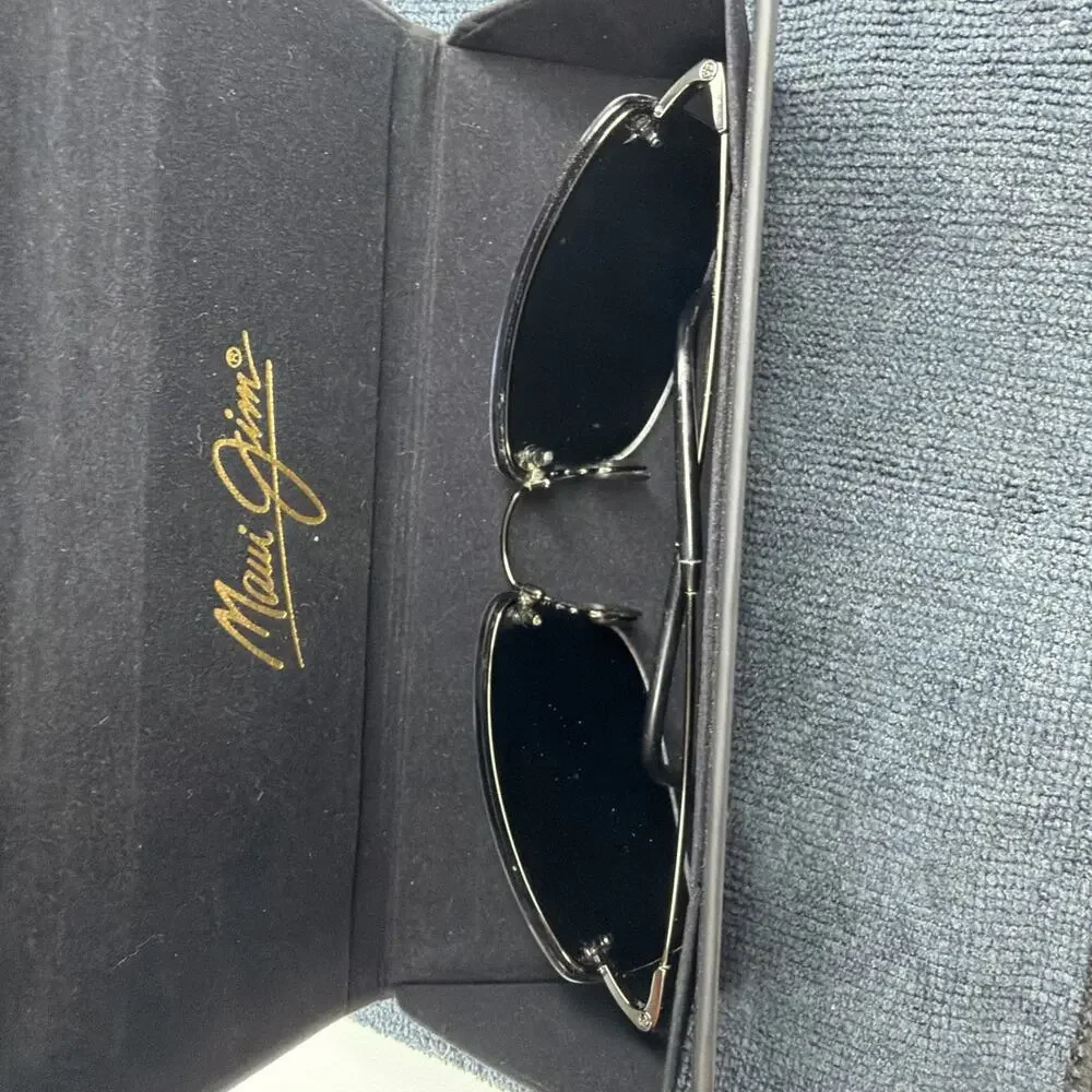 MAUI JIM Sunglasses MJ-352-02 Pali Black Flexon Polarized Half Rim Case Unisex